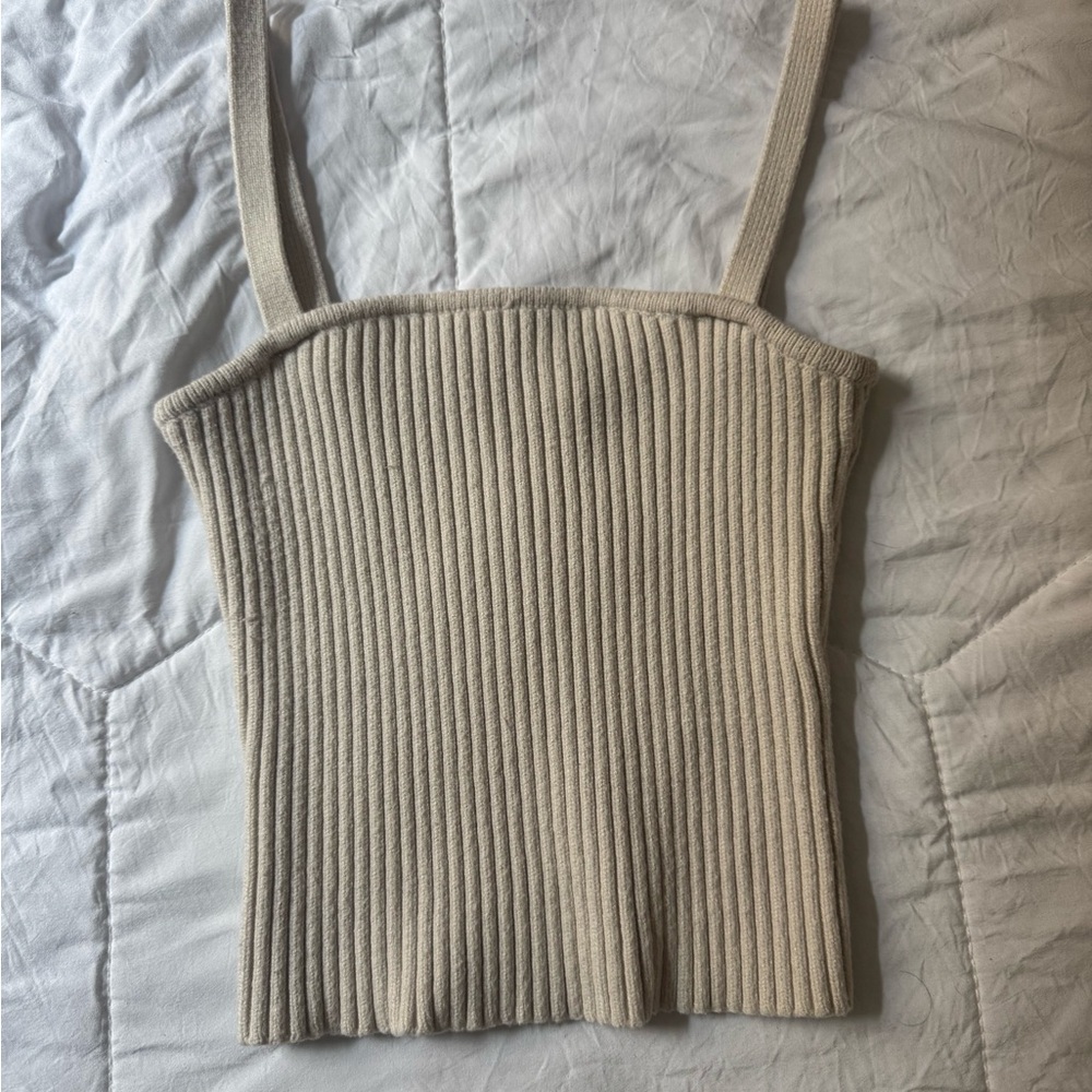 Ribbed Cream Tank Top